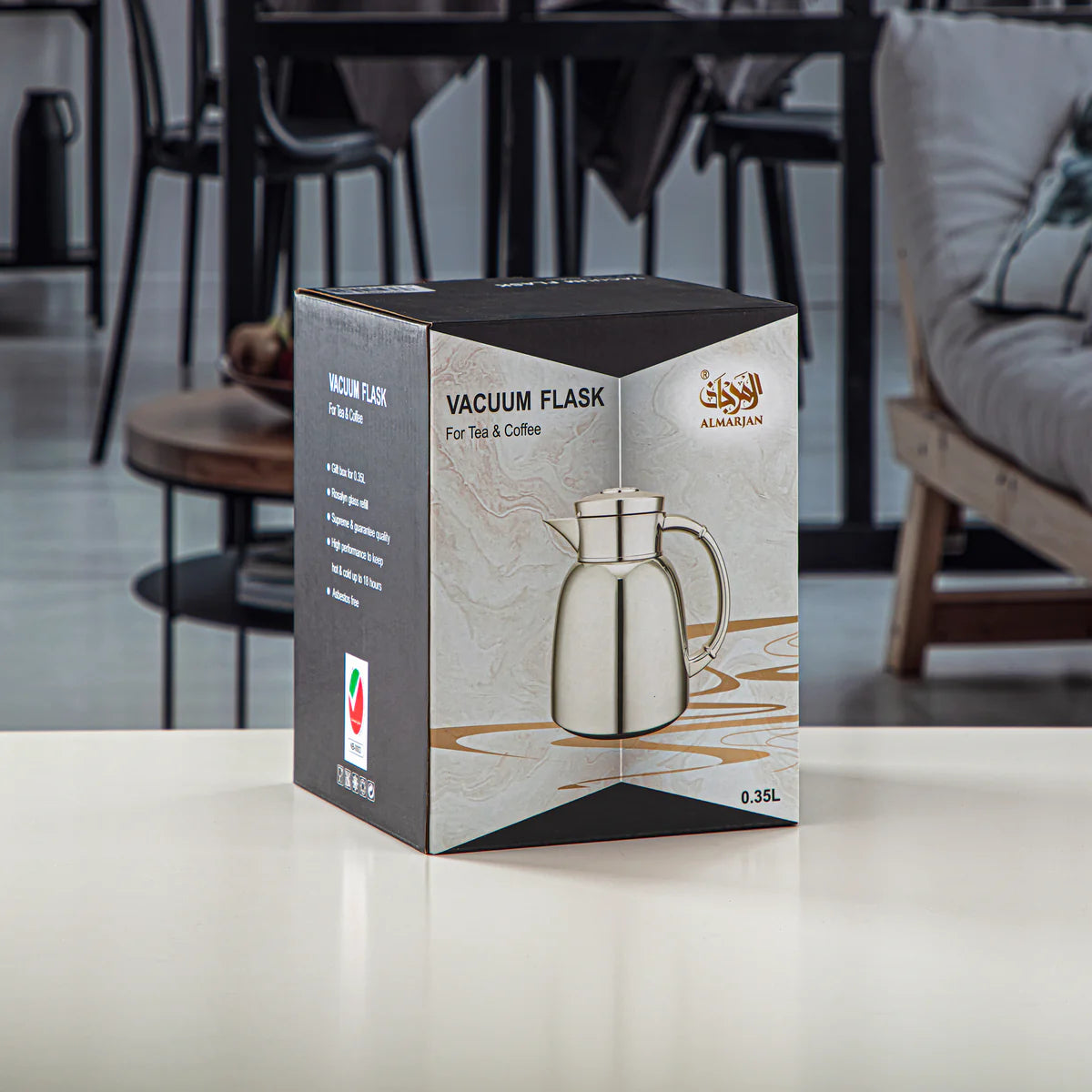Almarjan Vacuum Flask Silver Finish By Siddiq Gifts
