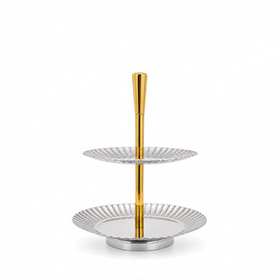 AlpenBerg 2-Tier Serving Stand 25 × 35 cm Silver & Gold Siddiq Gifts