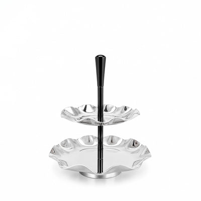 AlpenBerg 2-Tier Serving Stand 26 × 32 cm Black & Silver Siddiq Gifts