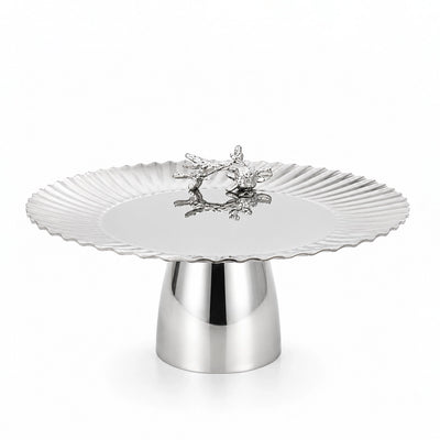 AlpenBerg Large Cake Stand 30 × 14 cm Silver by Siddiq Gifts