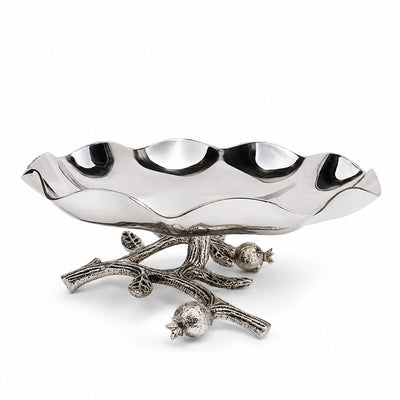 AlpenBerg Large Snack Dish with Decorative Branch Stand 27 × 10 cm Silver by Siddiq Gifts