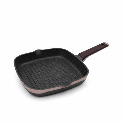AlpenBerg Non-Stick Square Grill Pan In Black, Measuring 28 Cm With A Ridged Cooking Surface, Ideal For Grilling Meat, Chicken, Fish, Vegetables, Sandwiches, And Everyday Meals At Siddiq Gifts.