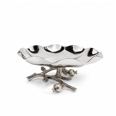 AlpenBerg Small Snack Dish with Decorative Branch Stand 17 × 8 cm Silver by Siddiq Gifts