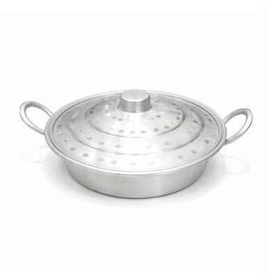 Aluminium Deep Fry Pan With Lid Cooking Pan With Side Handles Silver By Siddiq Gifts