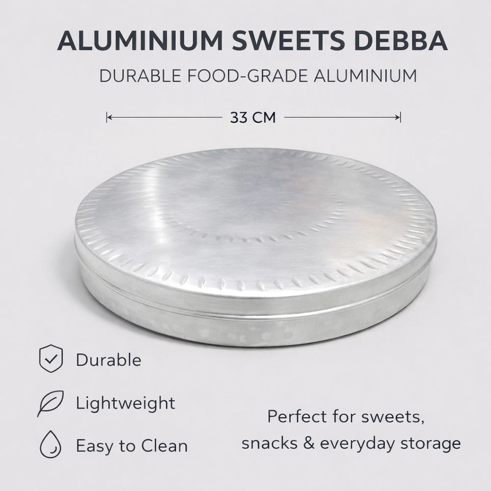 Aluminium Sweets Debba 13 Inch Extra Large Round Storage Box For Sweets And Snacks By Siddiq Gifts