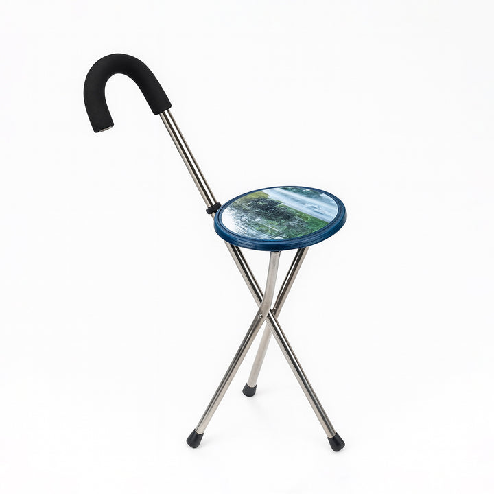 Collapsible stool with a handle on a white background
