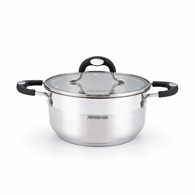 Arshia Stainless Steel Casserole Cooking Pot With 2 Lids Silver By Siddiq Gifts