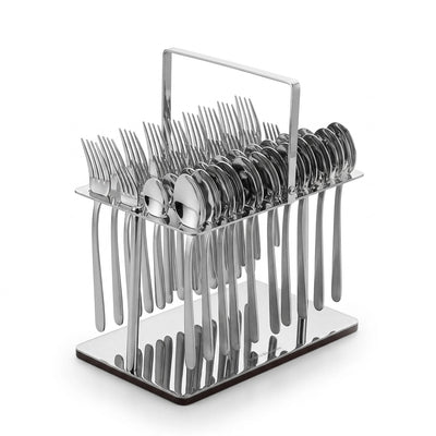 Arshia Stainless Steel Cutlery Set With Stand 48 Pieces Satin Silver Siddiq Gifts