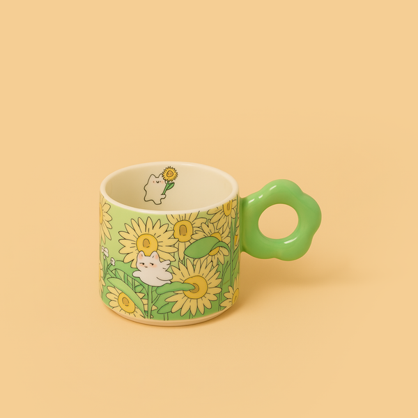 99320-10 - Ceramic Cup With Sheep And Floral Design – Pink  – 8.5cm (D) x 7cm (H)