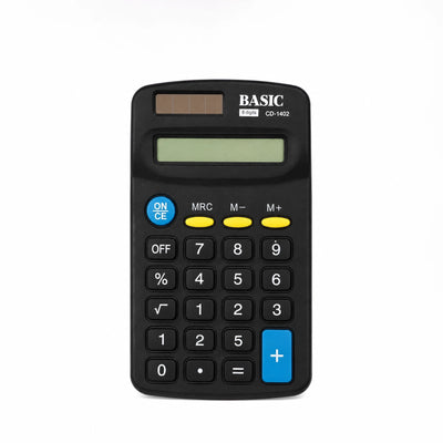 Basic Pocket Calculator 8-Digit Solar Powered Black Siddiq Gifts