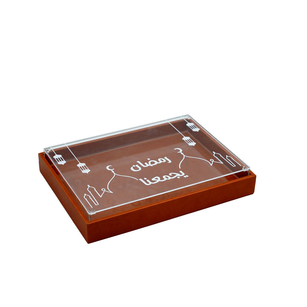 25R1008 Leather Box With Acrylic Cover Big Ramadan decor