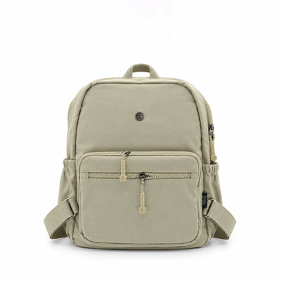 Beige Backpack, 30 × 30 cm, Featuring Multiple Zipper Compartments and Adjustable Straps for Everyday Essentials, Travel, Work, and Casual Use at Siddiq Gifts.