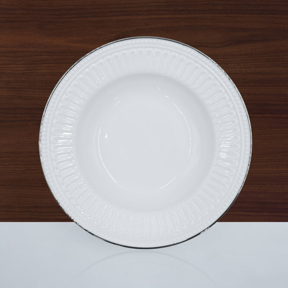 BG-20 Ceramic Dinner Plate With Silver Line - 11 Inches