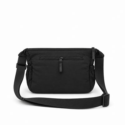 Black Crossbody Bag, 34 × 21 cm, Featuring Multiple Zipper Compartments and an Adjustable Strap for Everyday Essentials, Travel, and Casual Use at Siddiq Gifts.