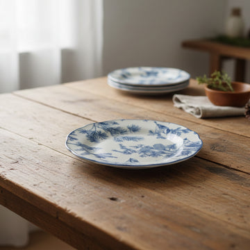 BX-05 7.5 inch ceramic serving plate with blue bird pattern for dessert and snack serving – Siddiq Gifts Mussafah Abu Dhabi