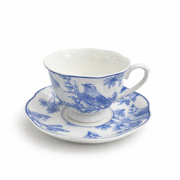 BX-17 12-piece tea cup and saucer set with blue bird pattern for tea serving and hospitality – Siddiq Gifts Mussafah Abu Dhabi