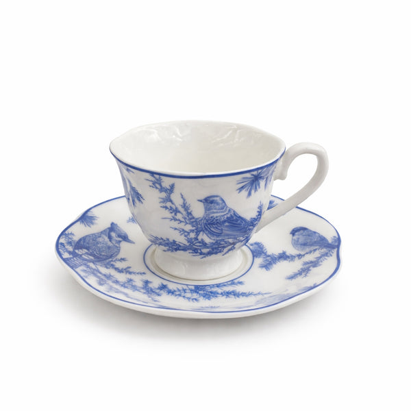 BX-21 12-piece ceramic Turkish coffee cup and saucer set with blue bird pattern for Arabic coffee serving – Siddiq Gifts Mussafah Abu Dhabi