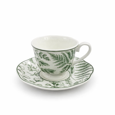BX-22 12-piece ceramic Turkish coffee cup and saucer set with green botanical pattern for Arabic coffee serving – Siddiq Gifts Mussafah Abu Dhabi