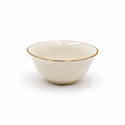 C3985 Solecasa 3.15 Inch White Gold Rim Dip And Dessert Bowl By Siddiq Gifts