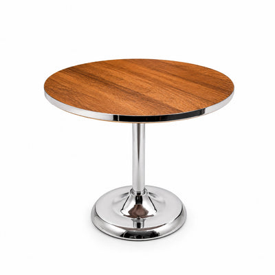 Cake Stand 35 X 27 CM Wooden Finish Cake Stand With Silver Chrome Base Siddiq Gifts