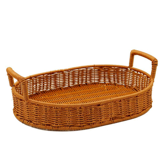 Rattan Handcrafted Oval Tray With Handles