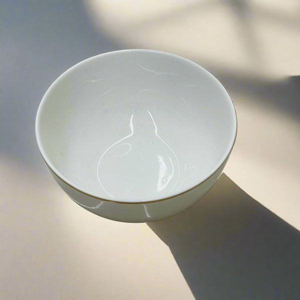Nb 4.5" Ceramic White Bowl With Golden Rim (Gk)