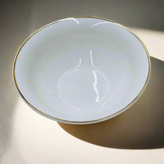 Nb 5.5" Ceramic White Bowl With Golden Rim (2-Gk)