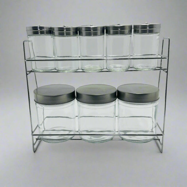 Wy00215 Spice Jar 8Pc Set W/Metal Rack