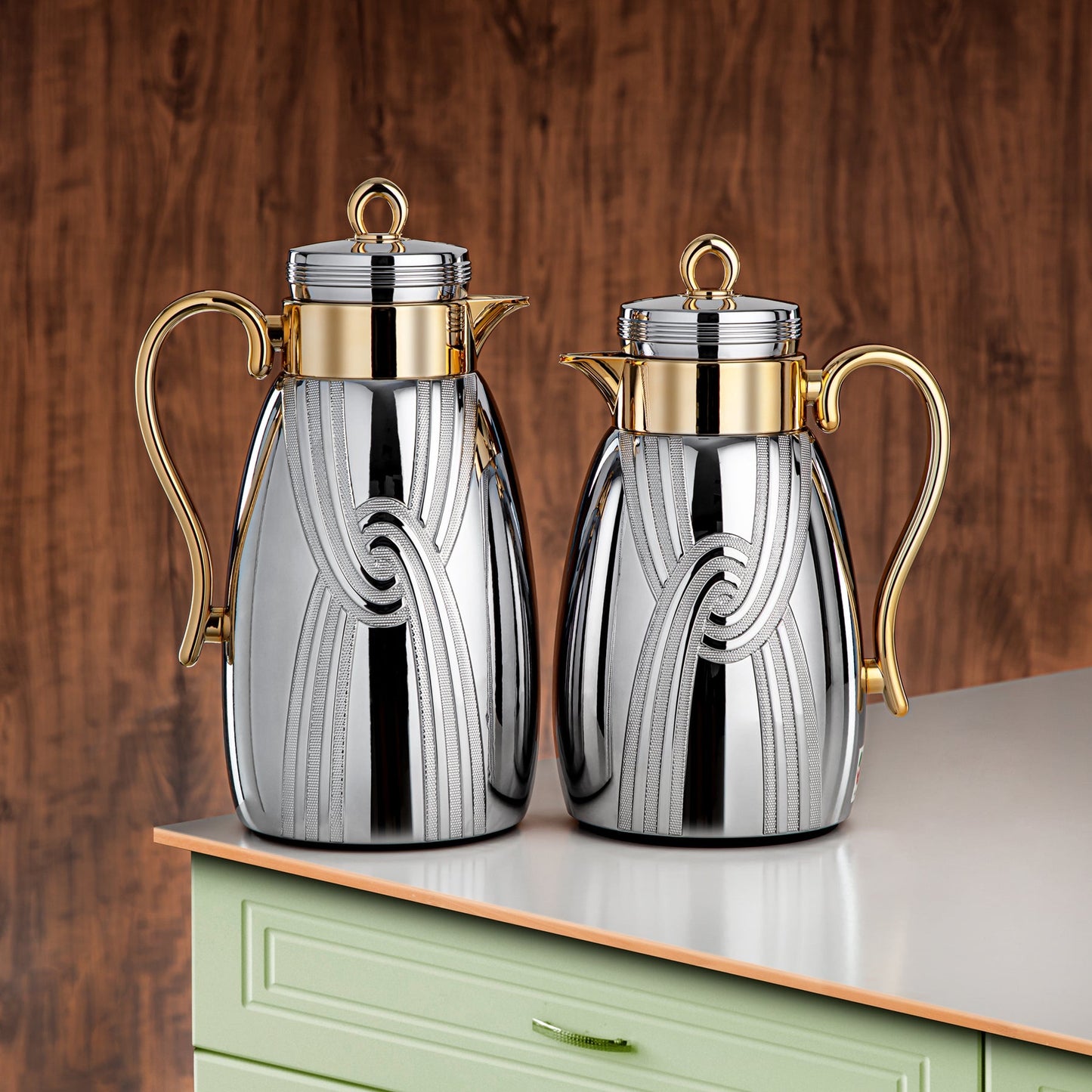 TPP-0700 Vacuum Flask 2pcs Set Silver Gold