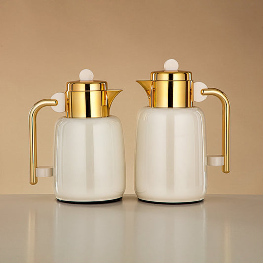 FG808 Vacuum flask Ivory & Gold  2pc set