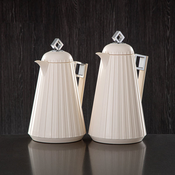 GT117 Vacuum Flask 2PC Set  Ivory Silver