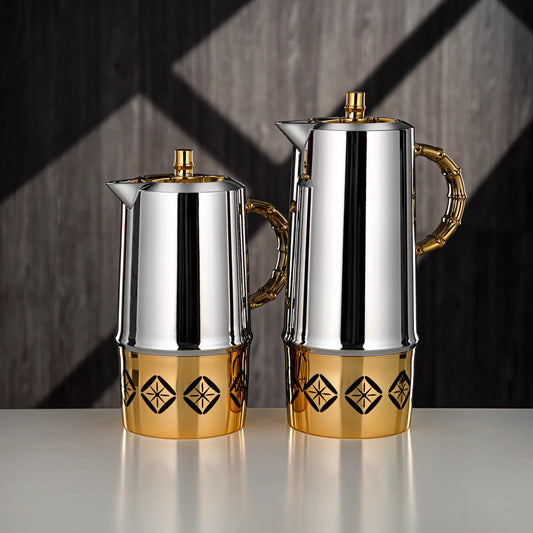 SJ28SG Vacuum Flask 2PC Set Silver Gold