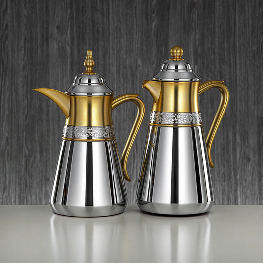 UMC Vacuum Flask 2PC Set Silver Matt Gold