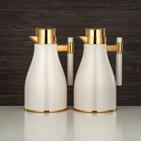 GOK Vacuum Flask 2PC Set (1L + 1L) -  Ivory Gold
