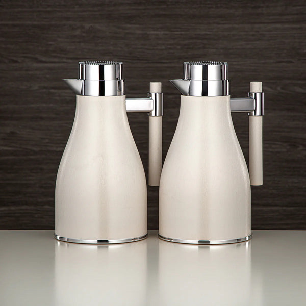 GOK Vacuum Flask 2PC Set (1L + 1L) -  Ivory Silver