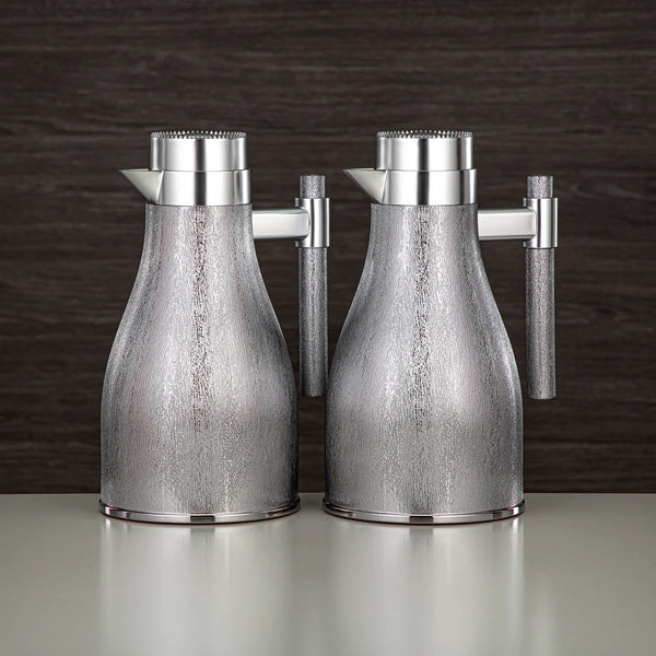 Gok Vacuum Flask 2PC Set (1L + 1L) - Matt Silver