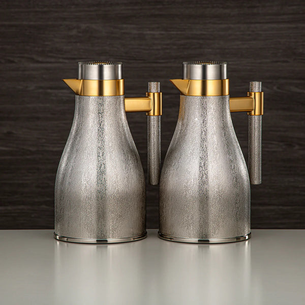 GOK Vacuum Flask 2PC Set Matt (1L + 1L) -  Nickle Gold