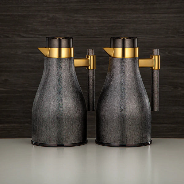 GOK Vacuum Flask2PC Set (1L + 1L) - Matt Black Gold