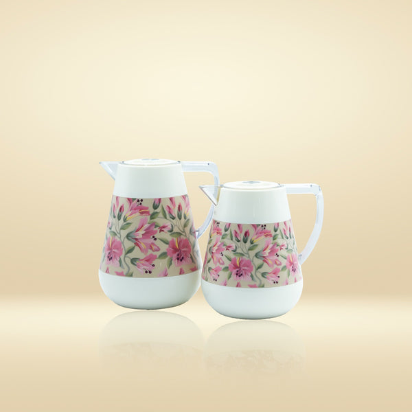 NB5820C Vacuum Flask2-Piece Set - Ivory Red Flower (0.5L + 1L)