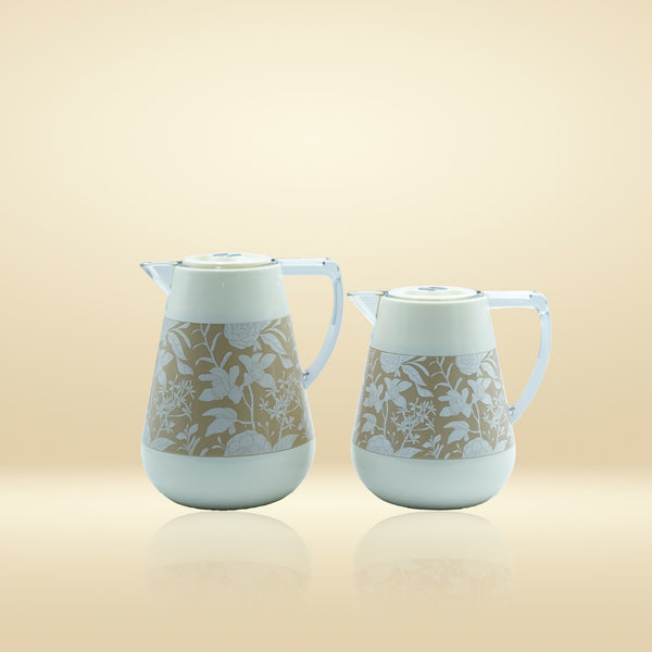 NB5820A Vacuum Flask 2PC Set Ivory - White Flower(0.5L+1L)