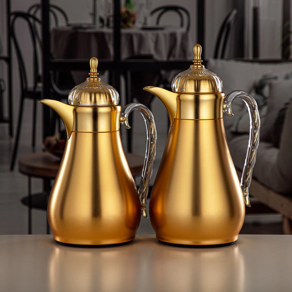 FG810 Vacuum Flask Set – 2-Piece (0.7L + 1L) – Matte Gold Finish and Clear