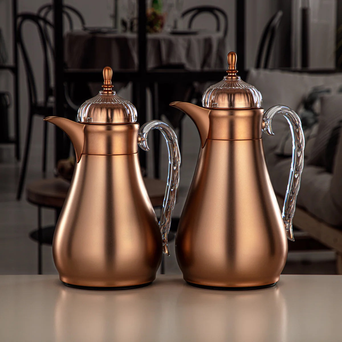 FG810 Vacuum Flask Set 2-Piece (0.7L + 1L) – Matte Copper and Clear