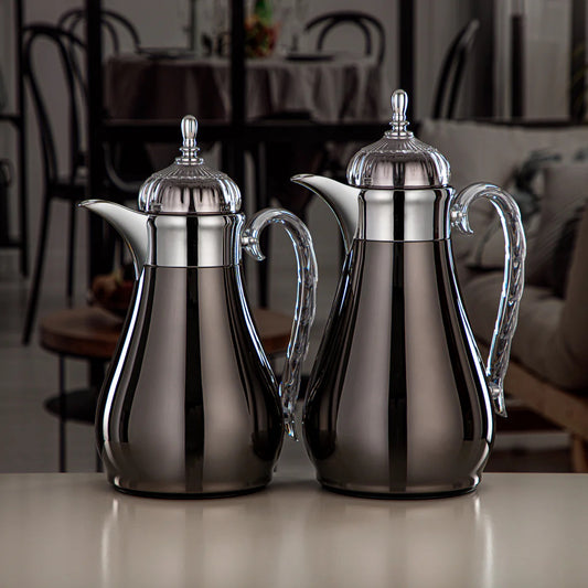 FG810 Vacuum Flask Set 2-Piece (0.7L + 1L) – Gun Black and Silver