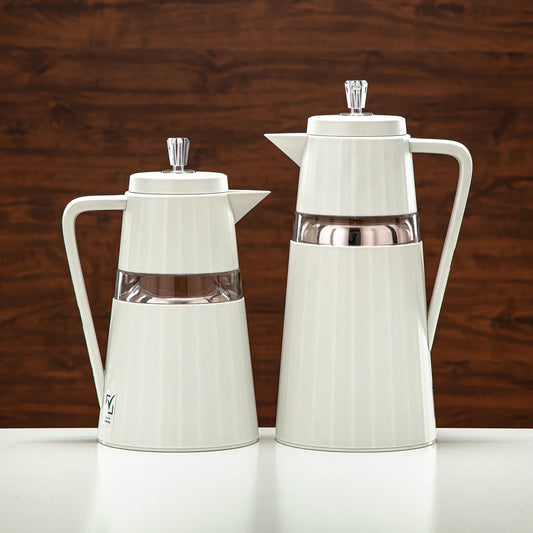 C77-IAC Vacuum Flask 2PC Set (1L + 0.7L) – Ivory Acrylic Finish – Elegant Thermal Bottles for Hot and Cold Drinks