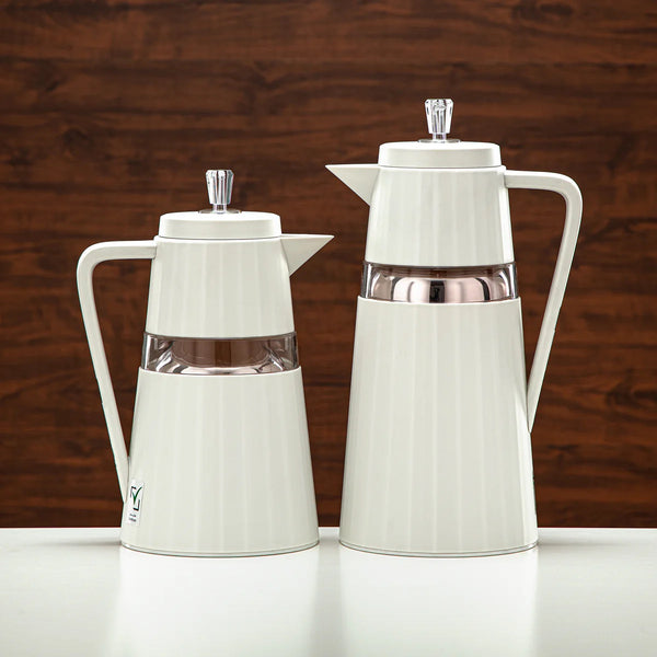 C77-IAC Vacuum Flask 2PC Set (1L + 0.7L) – Ivory Acrylic Finish – Elegant Thermal Bottles for Hot and Cold Drinks