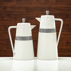 C77-IGM Vacuum Flask 2PC Set (1L + 0.7L) – Ivory and Gray Finish – Elegant Thermal Bottles for Hot and Cold Drinks