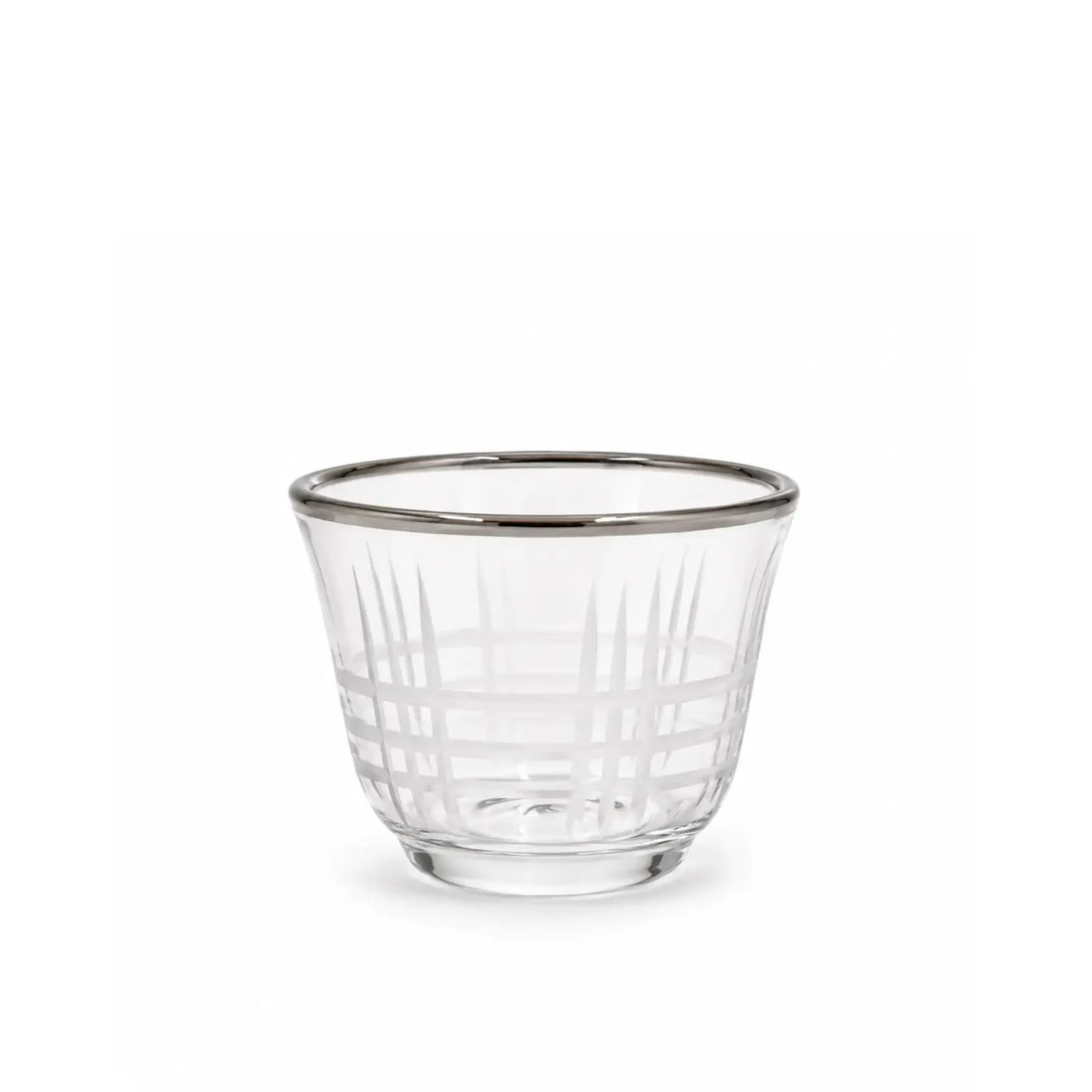GCW32-S Cawa Cup Set – 12-Piece Clear Glass Cups with Elegant Silver Rim Design