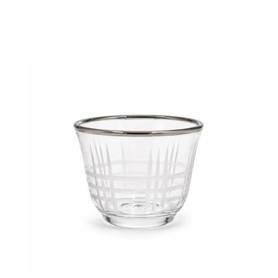Cawa Cup Set 12-Piece Clear Glass Cups with Elegant Silver Rim Design Siddiq Gifts