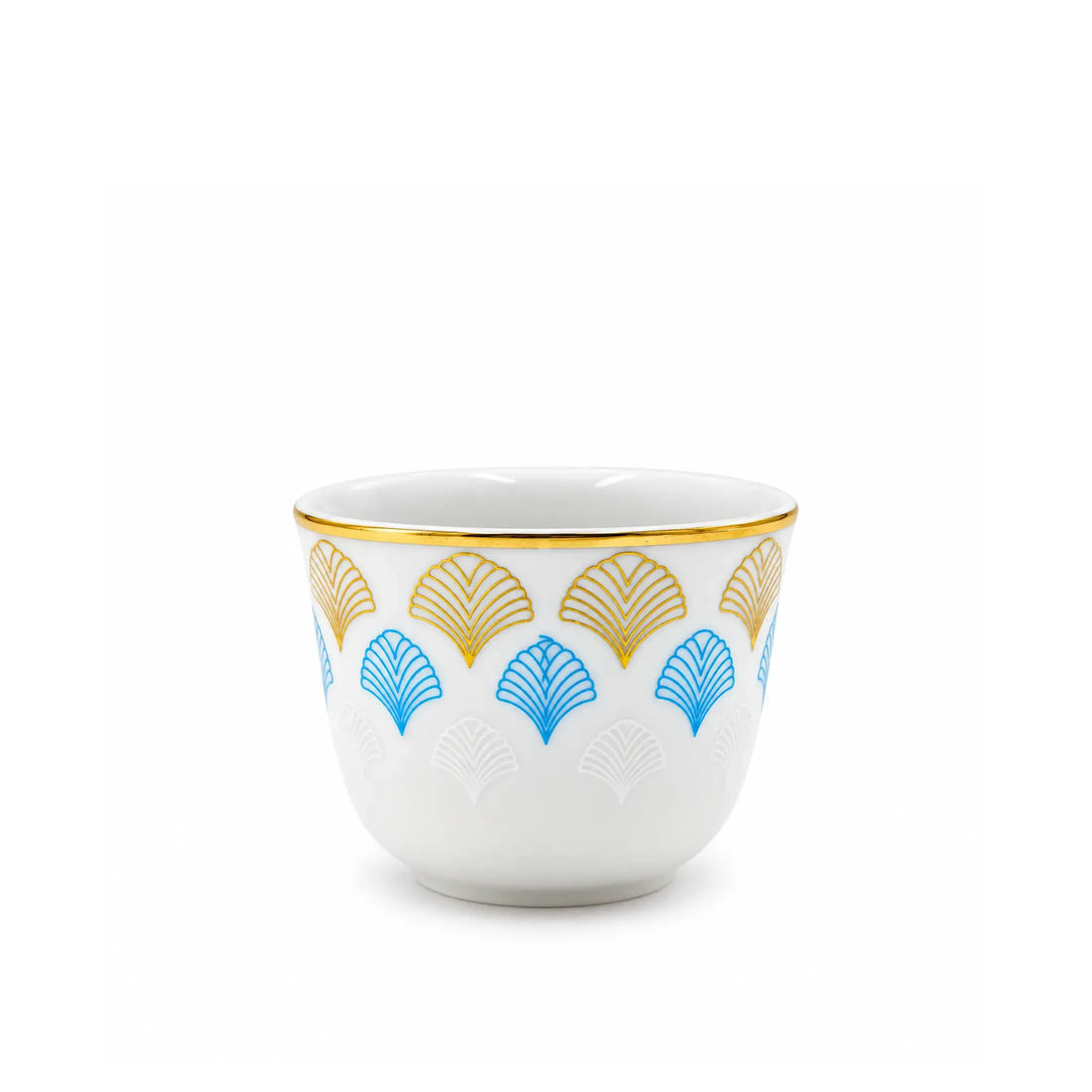 Tg-01 Cawa Cup Set  – 12 Pieces – White with Blue & Gold Design