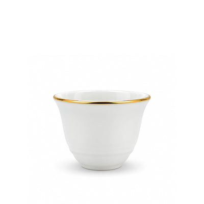 Cawa Cup Set, 12 Pieces, 80 cc, in White with Gold Line at Siddiq Gifts.